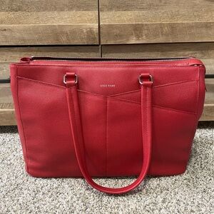 Cole Haan NEW American Airlines RARE Red Leather Travel Tote Bag Trolley Sleeve